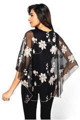 Frank Lyman Embroidered Mesh Top