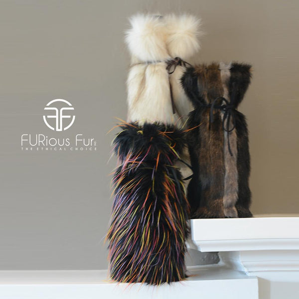 Furious Fur Gift Bag ~ Bottle Cozy - Black Confetti